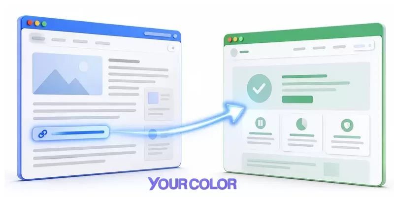 رابط خلفي بين موقعين رسم توضيحي لرابط في صفحة ويب يشير إلى صفحة موجودة على موقع إلكتروني آخر