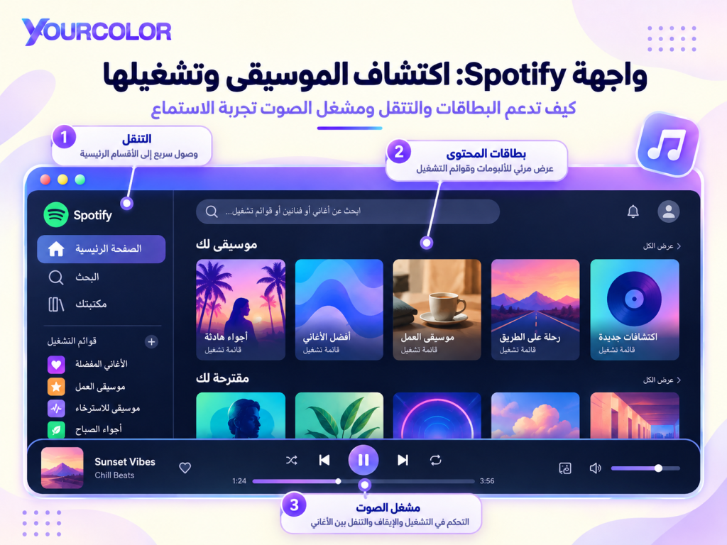 واجهة تصميم من داخل تطبيق سبوتيفاي Spotify واجهة تصميم من داخل تطبيق سبوتيفاي Spotify للأغاني